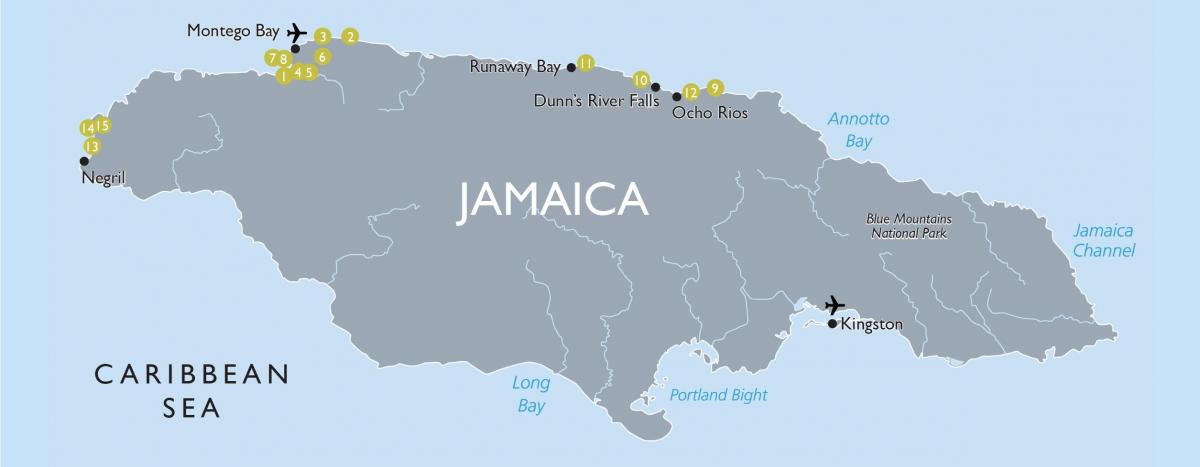Mapa jamajky letišť