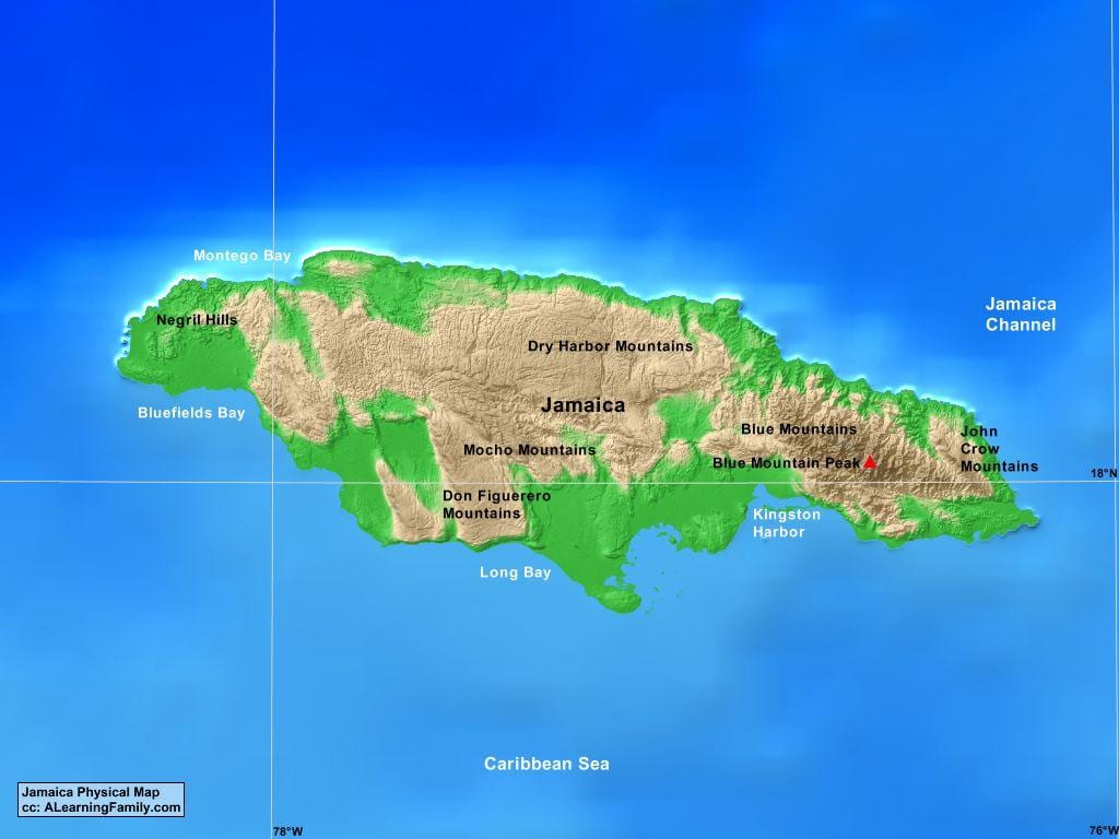 Mapa jamajky hory 