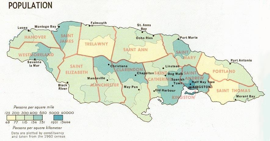 populace mapa jamajky