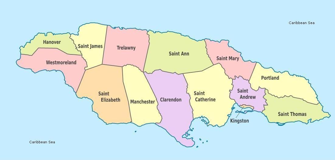 Mapa nápisem jamaica