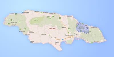 Mapa modrých hor na jamajce