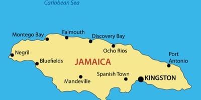 Mapa jamajky měst