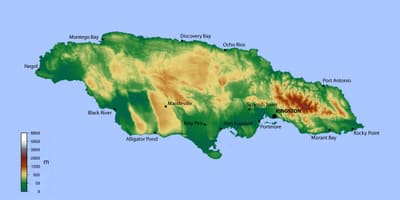 Mapa jamajky nadmořská výška 